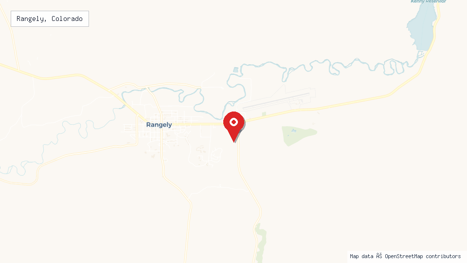 Street map of Rangely, Colorado with location pin