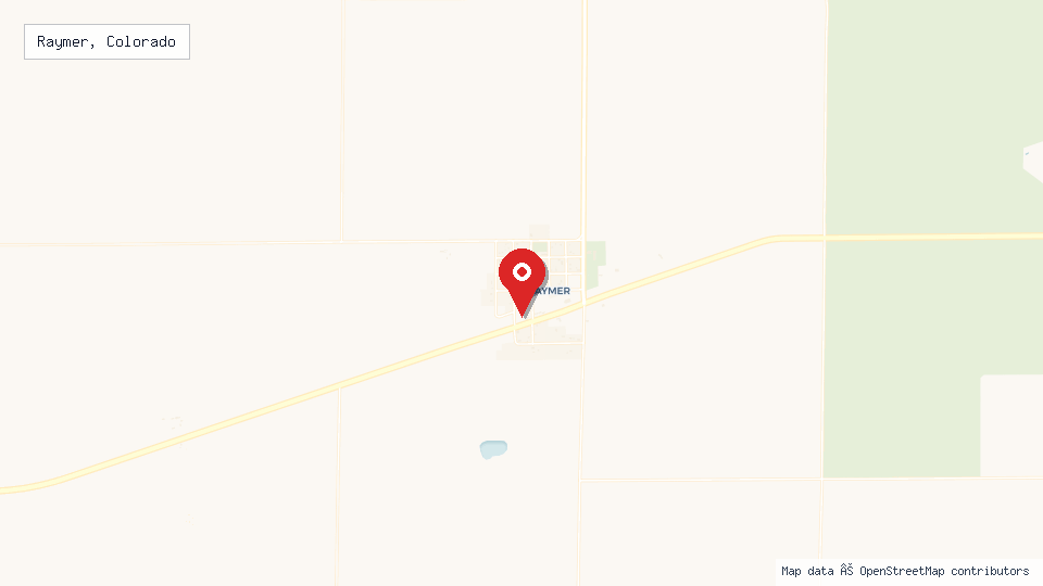 Street map of Raymer, Colorado with location pin