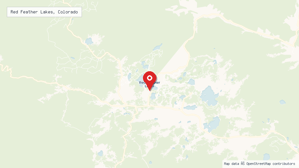 Street map of Red Feather Lakes, Colorado with location pin