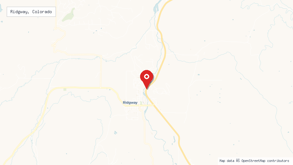 Street map of Ridgway, Colorado with location pin