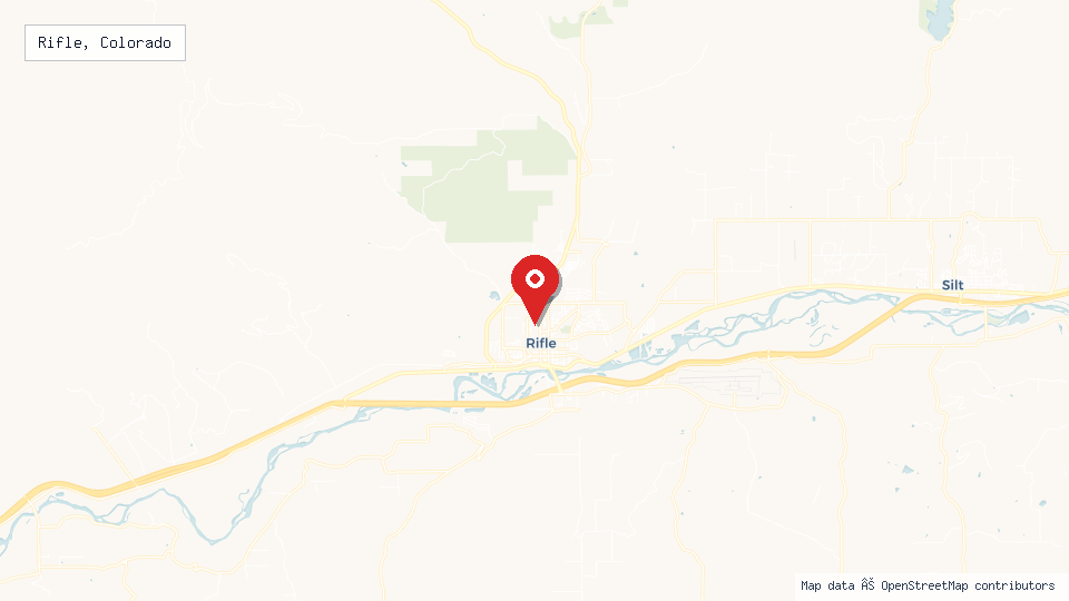 Street map of Rifle, Colorado with location pin