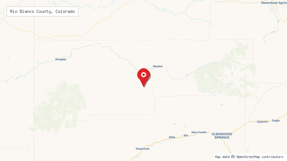 Street map of Rio Blanco County, Colorado with location pin