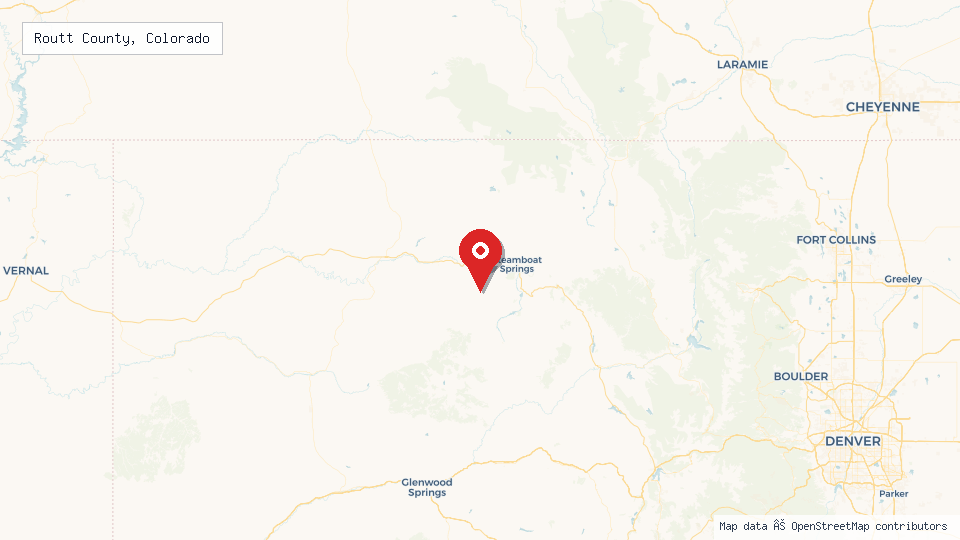 Street map of Routt County, Colorado with location pin