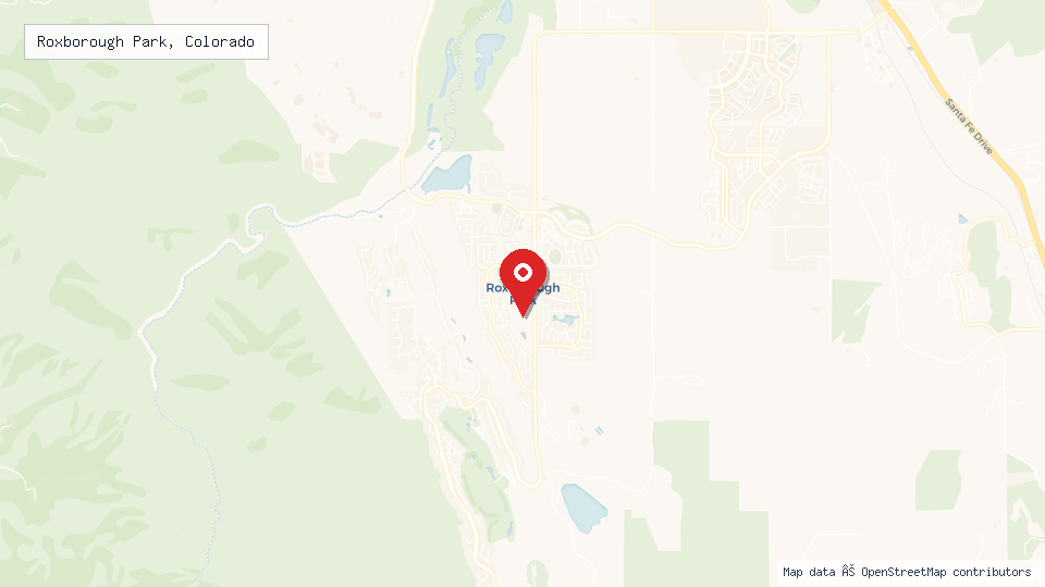 Street map of Roxborough Park, Colorado with location pin