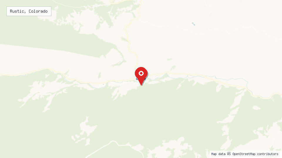 Street map of Rustic, Colorado with location pin