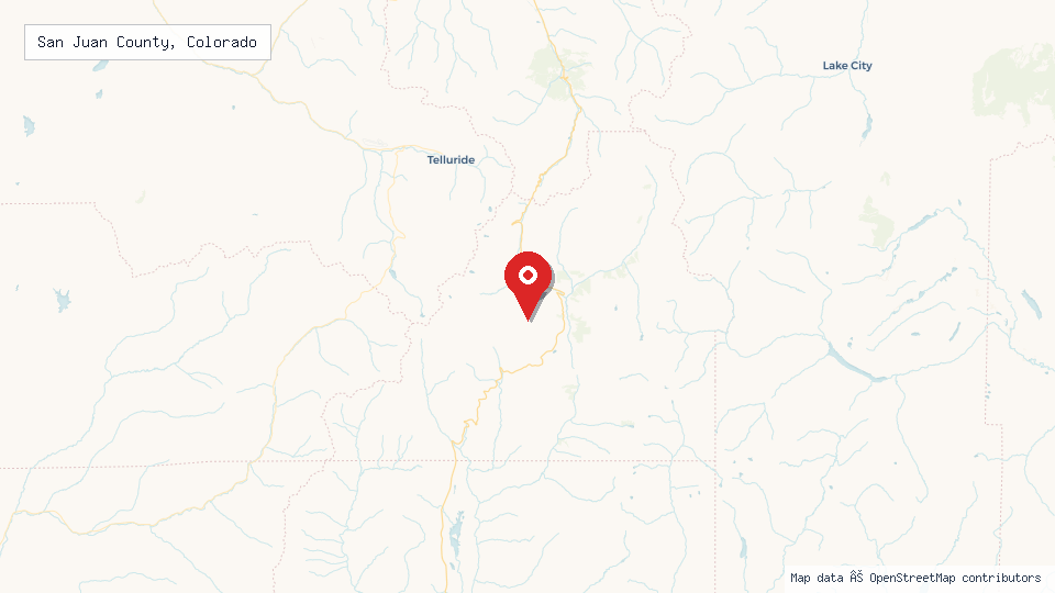 Street map of San Juan County, Colorado with location pin