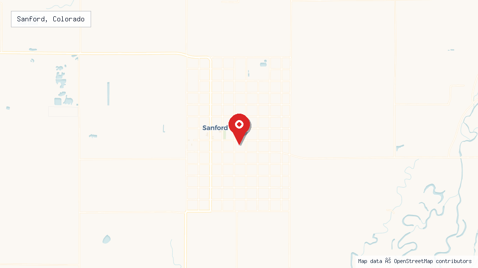 Street map of Sanford, Colorado with location pin