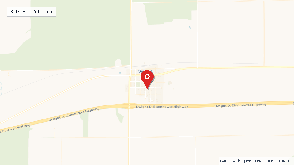 Street map of Seibert, Colorado with location pin