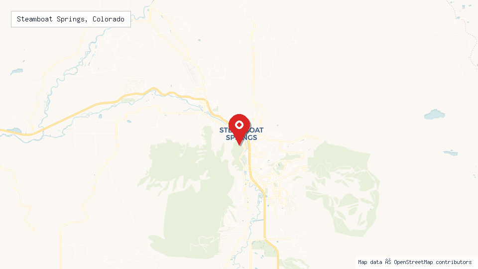 Street map of Steamboat Springs, Colorado with location pin