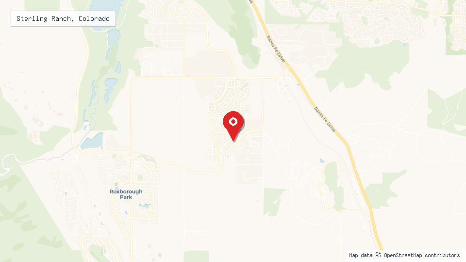 Street map of Sterling Ranch, Colorado with location pin
