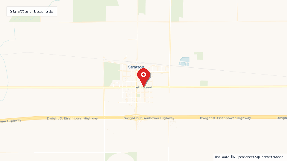 Street map of Stratton, Colorado with location pin
