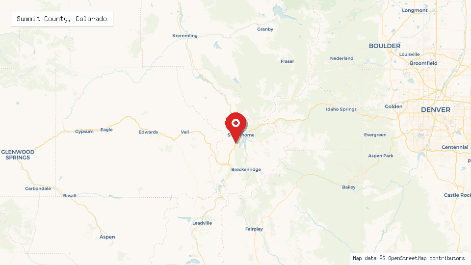 Street map of Summit County, Colorado with location pin