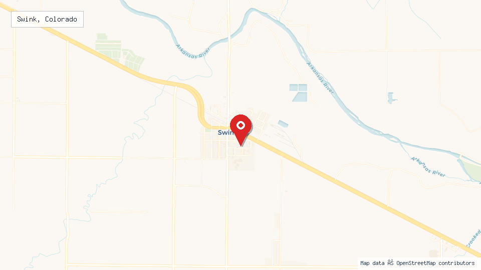 Street map of Swink, Colorado with location pin