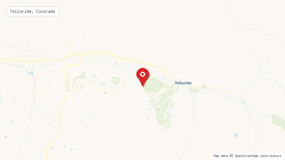 Street map of Telluride, Colorado with location pin