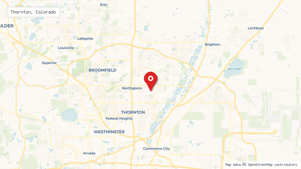 Street map of Thornton, Colorado with location pin