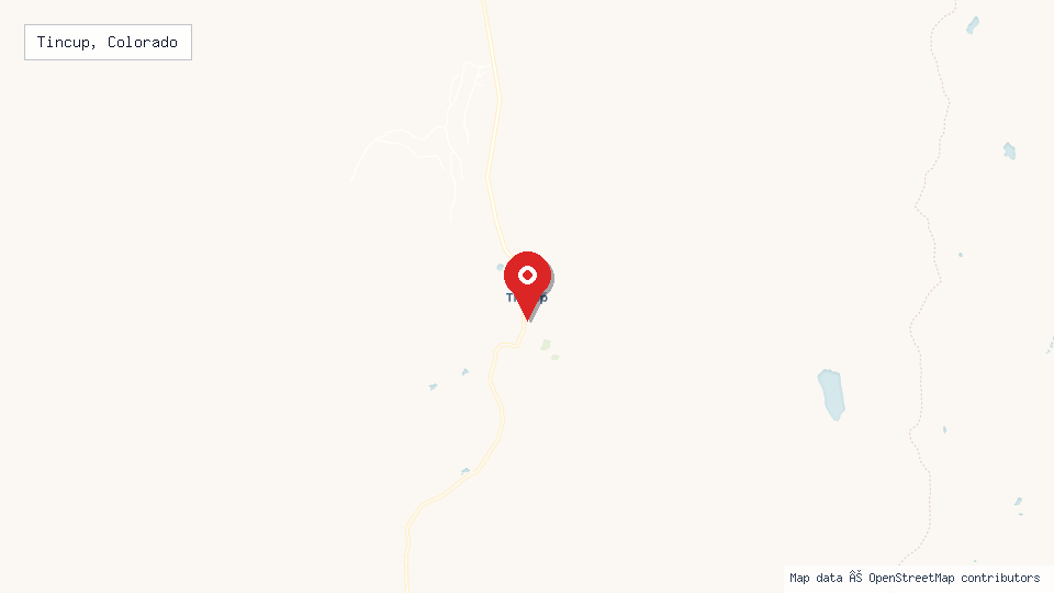 Street map of Tincup, Colorado with location pin