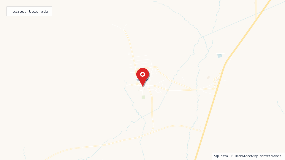 Street map of Towaoc, Colorado with location pin