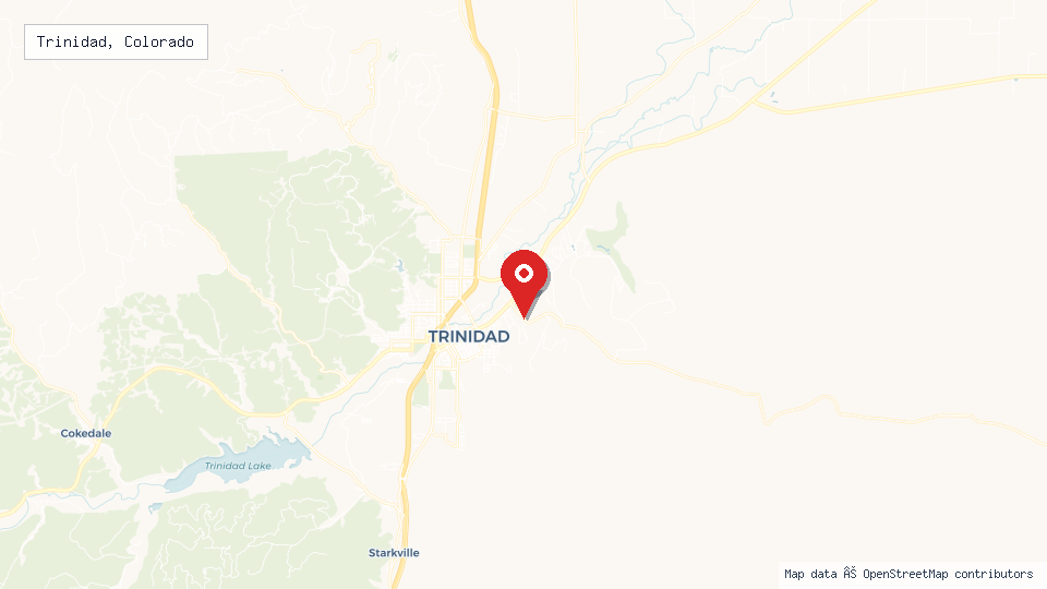Street map of Trinidad, Colorado with location pin