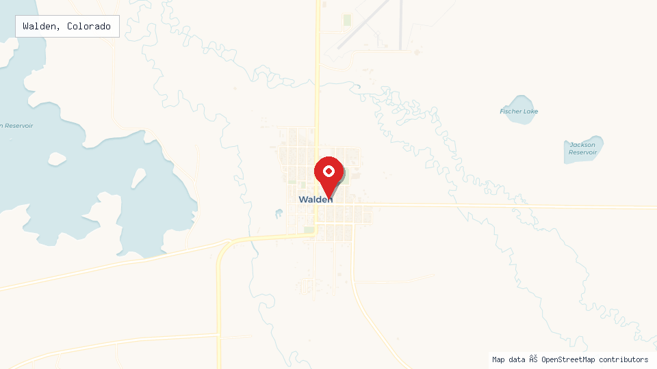 Street map of Walden, Colorado with location pin