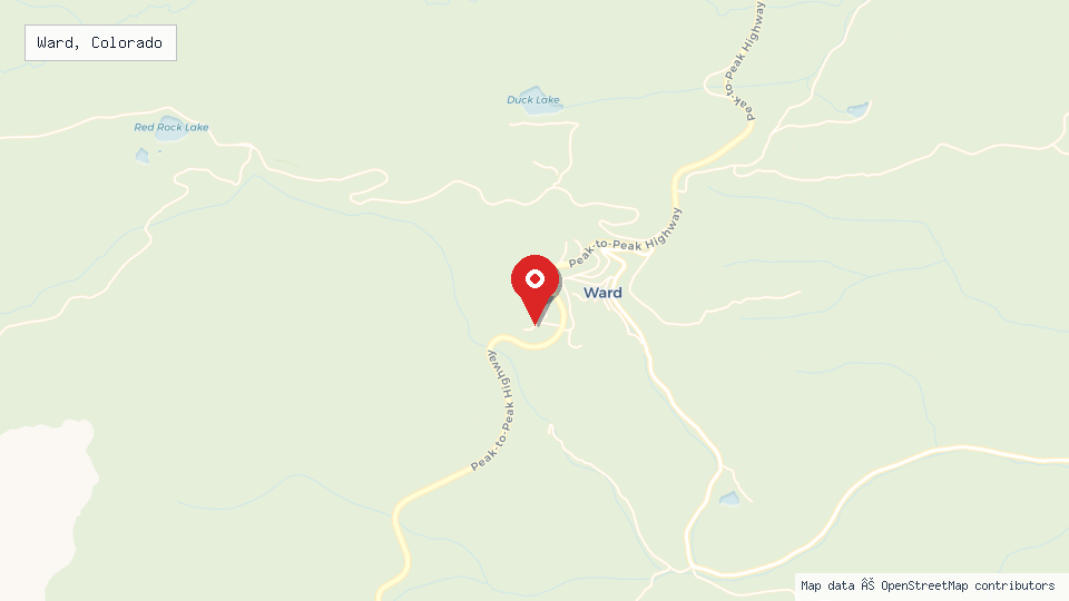 Street map of Ward, Colorado with location pin
