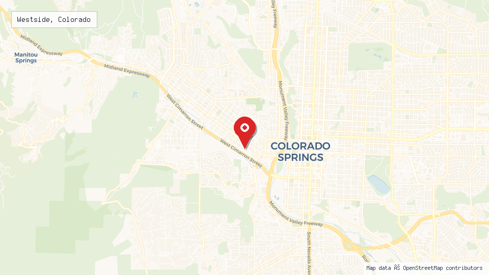 Street map of Westside, Colorado with location pin