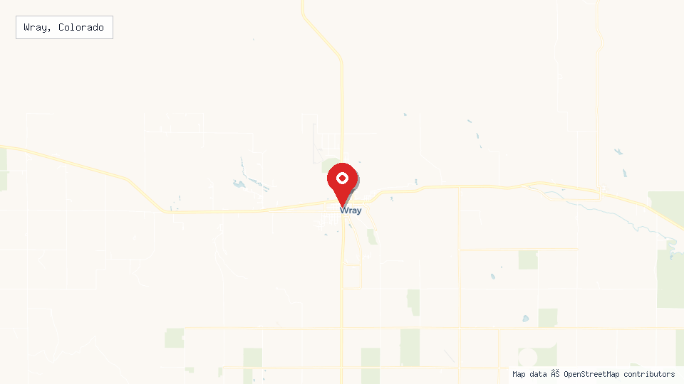 Street map of Wray, Colorado with location pin