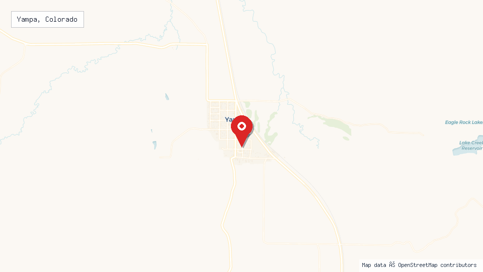 Street map of Yampa, Colorado with location pin