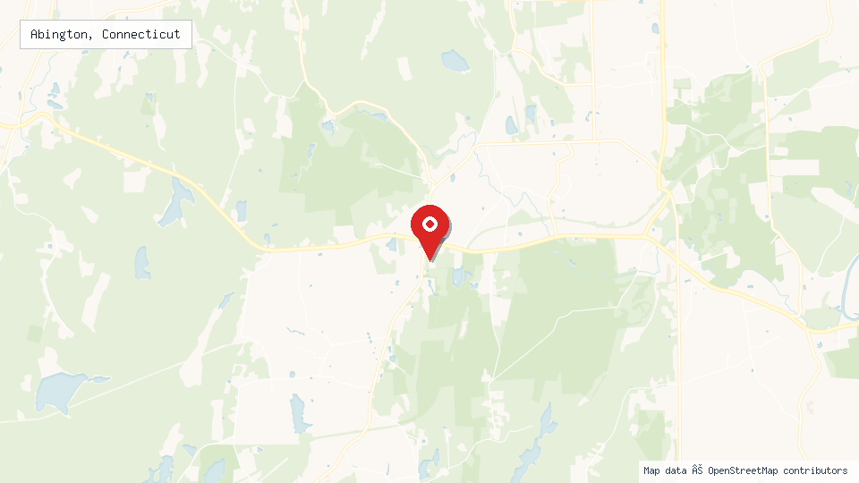 Street map of Abington, Connecticut with location pin