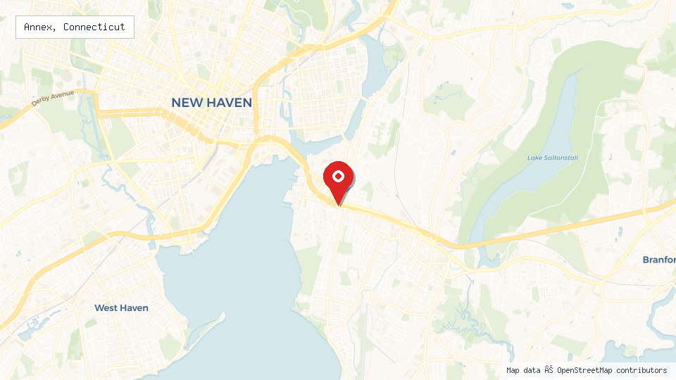 Street map of Annex, Connecticut with location pin
