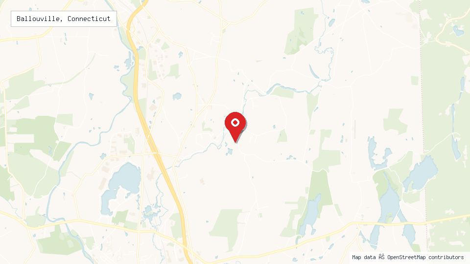 Street map of Ballouville, Connecticut with location pin