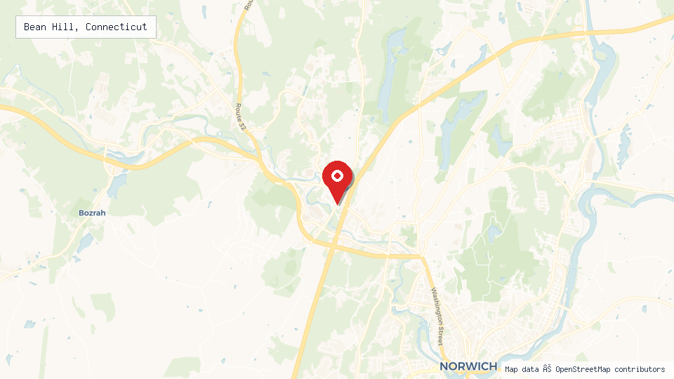 Street map of Bean Hill, Connecticut with location pin