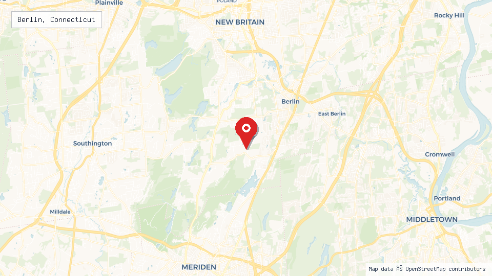 Street map of Berlin, Connecticut with location pin