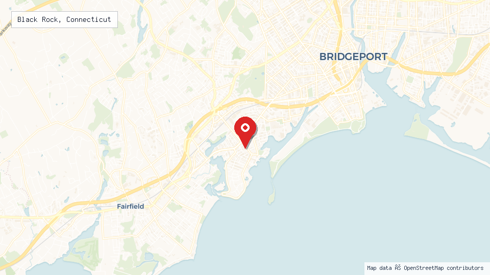 Street map of Black Rock, Connecticut with location pin