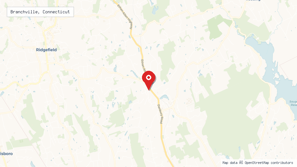 Street map of Branchville, Connecticut with location pin