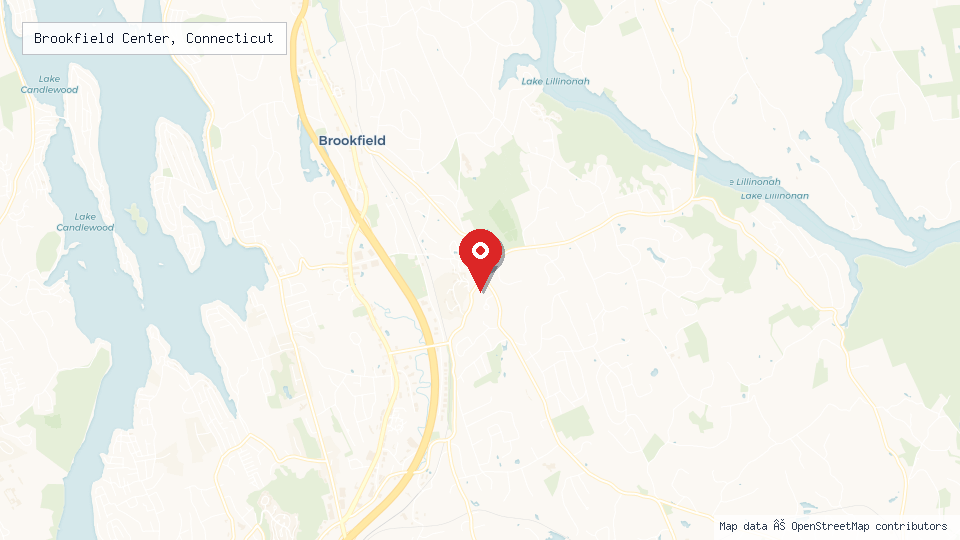 Street map of Brookfield Center, Connecticut with location pin