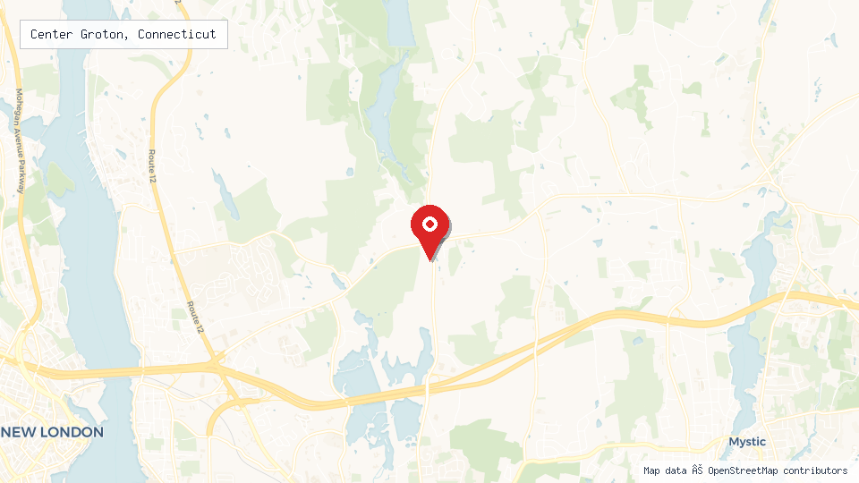 Street map of Center Groton, Connecticut with location pin