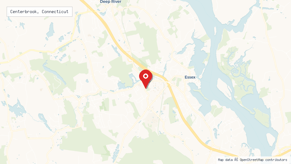 Street map of Centerbrook, Connecticut with location pin