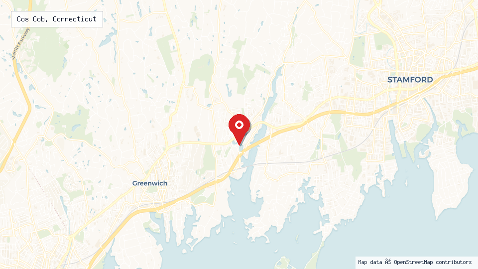 Street map of Cos Cob, Connecticut with location pin
