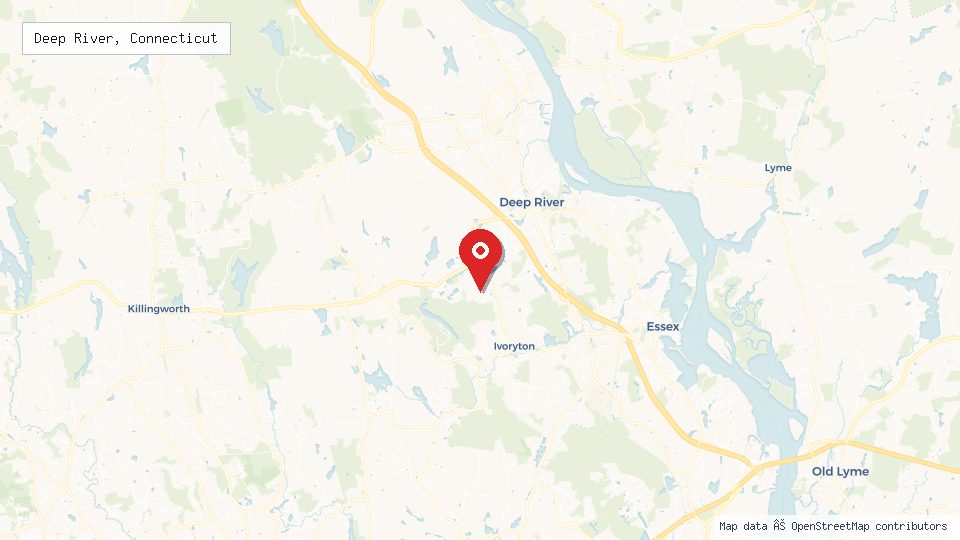 Street map of Deep River, Connecticut with location pin