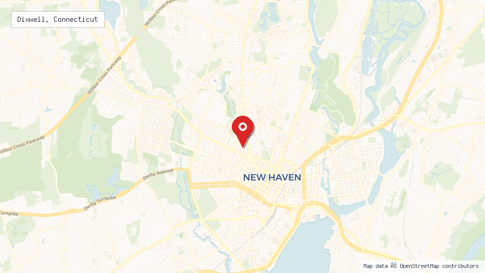 Street map of Dixwell, Connecticut with location pin