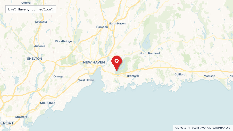Street map of East Haven, Connecticut with location pin