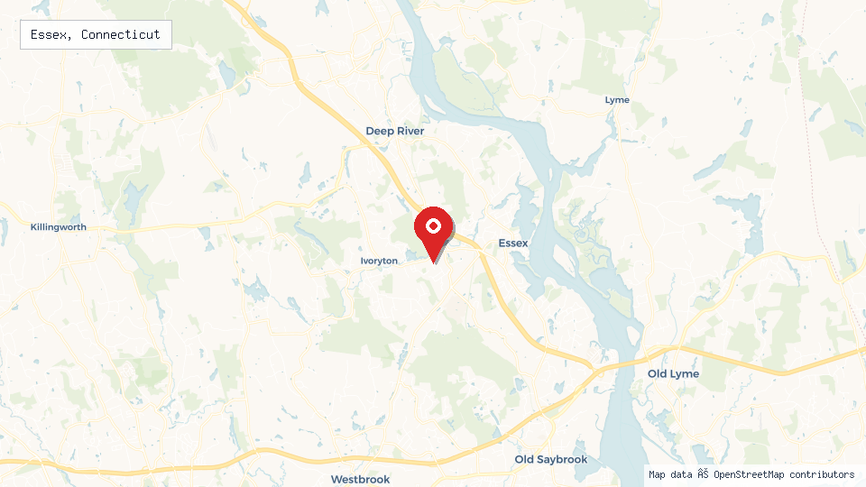 Street map of Essex, Connecticut with location pin