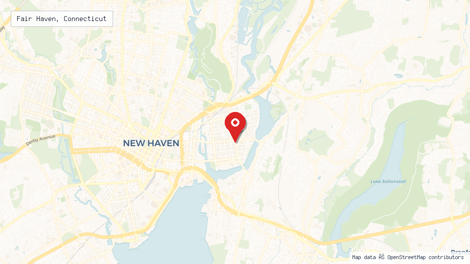 Street map of Fair Haven, Connecticut with location pin
