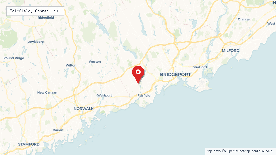 Street map of Fairfield, Connecticut with location pin