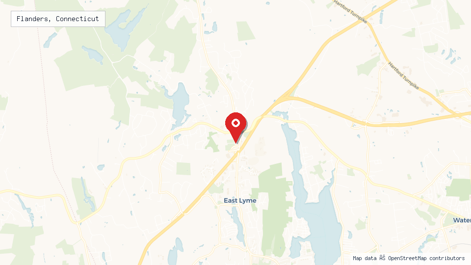 Street map of Flanders, Connecticut with location pin