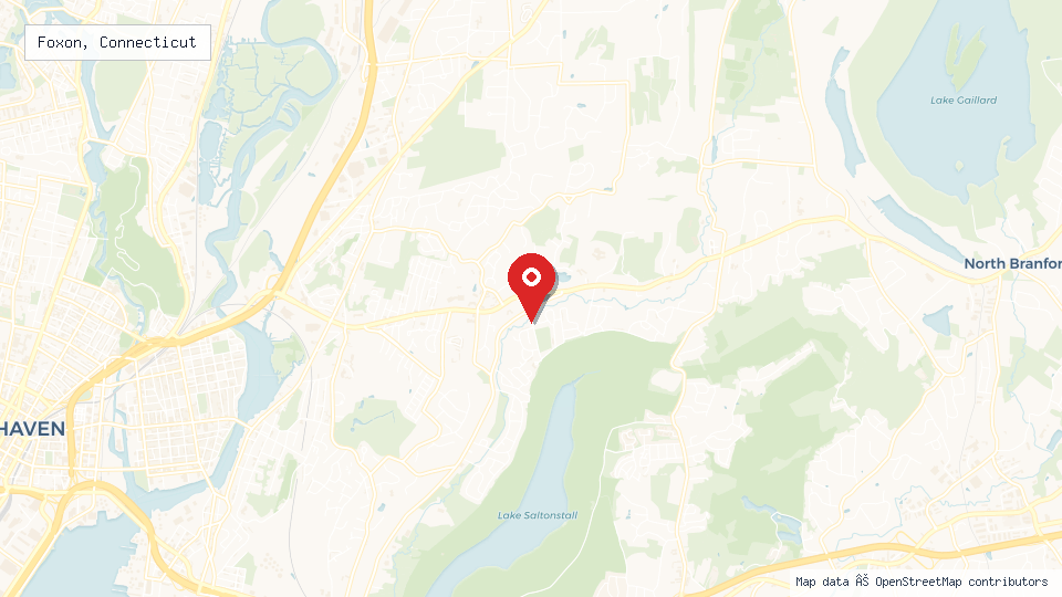 Street map of Foxon, Connecticut with location pin