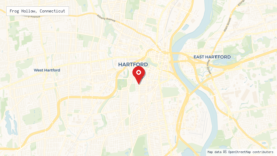 Street map of Frog Hollow, Connecticut with location pin