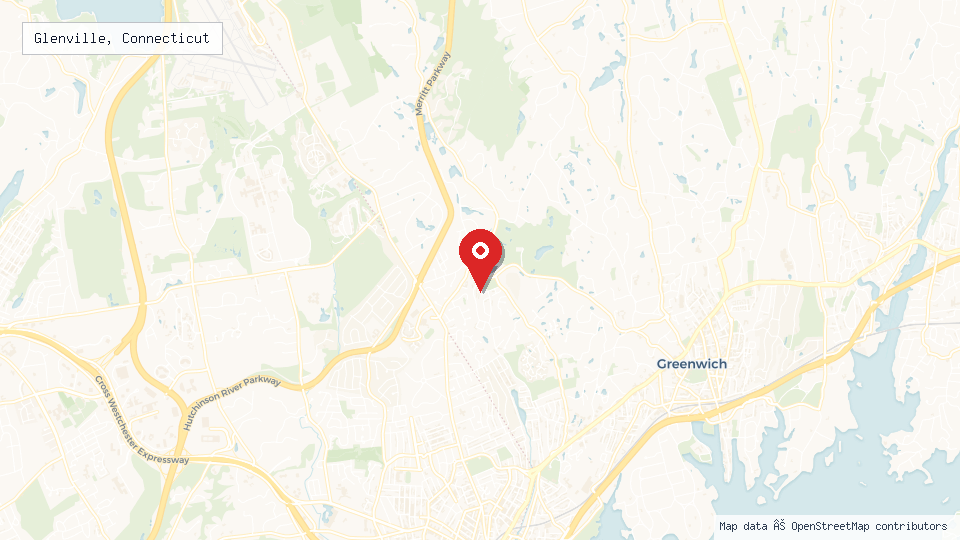 Street map of Glenville, Connecticut with location pin