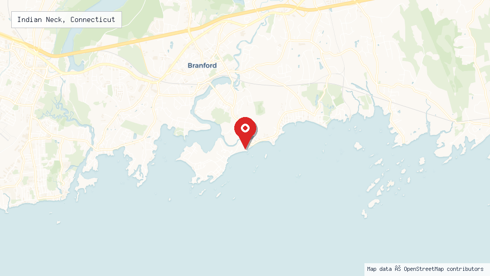 Street map of Indian Neck, Connecticut with location pin