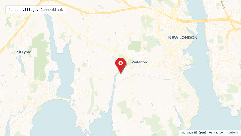 Street map of Jordan Village, Connecticut with location pin